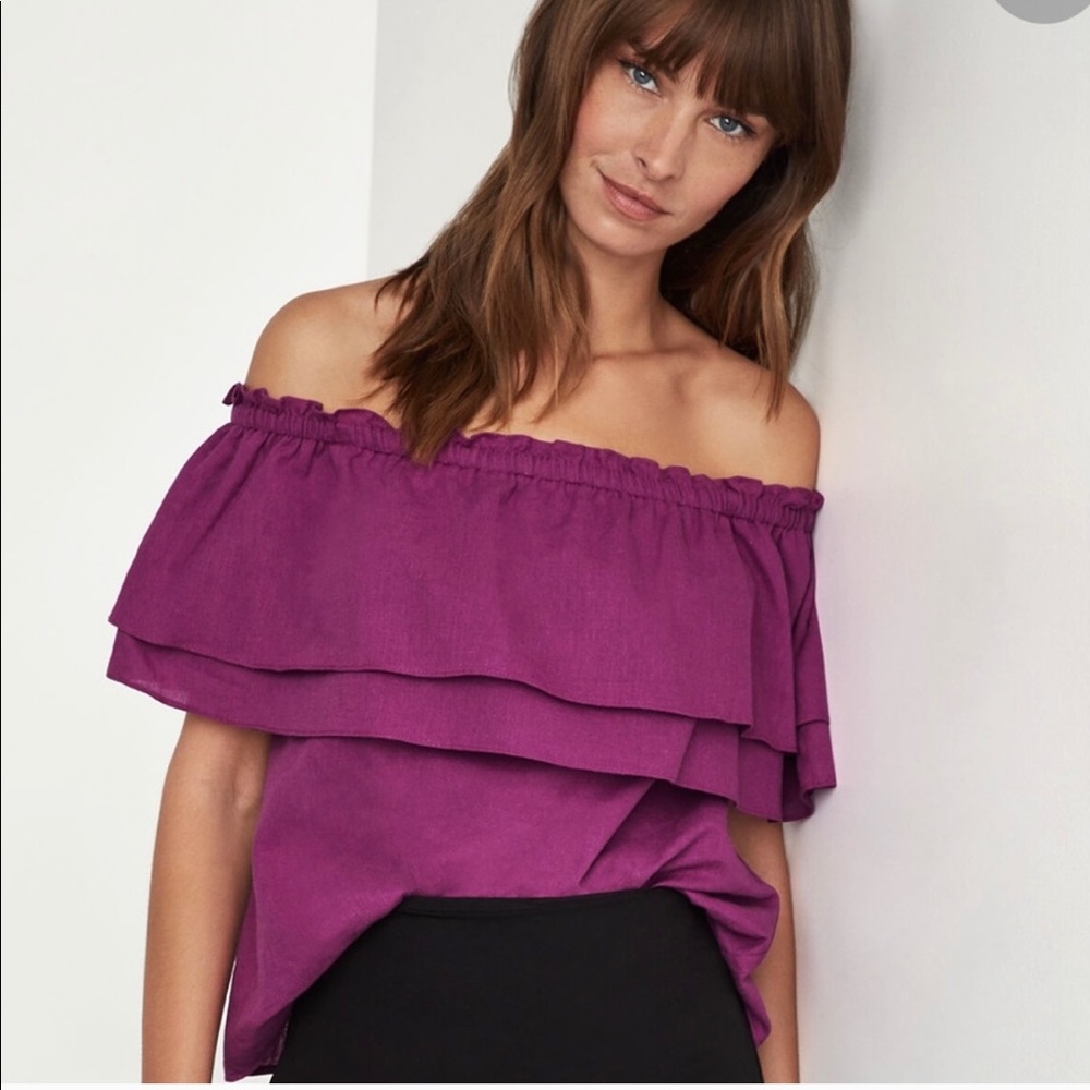 NWT BCBGMaxAzria purple linen top XXS